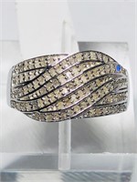 54J- sterling silver diamond ring -size 7 -$600