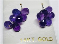 59J- 14k gold amethyst 14.0ct earrings $800