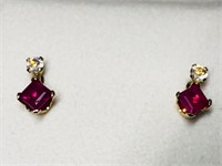 61J- 10k moonstone & ruby earrings $250