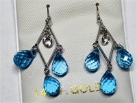 70J- 14k blue topaz & sapphire earrings $1,200