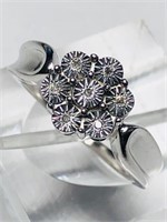 80J- sterling silver diamond ring -size 7 $120