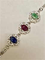86J- sterling silver multi-gemstone bracelet $300