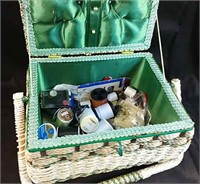 Vintage Sewing Basket with contents