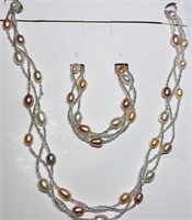 71J- freshwater pearl braclet & necklace $300