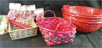 4 New red Baskets, beads and extras