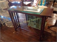 Wood Sofa Table with Glass