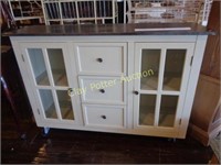 Wood Cabinet with Metal Top on Casters