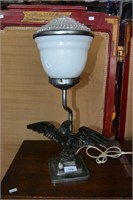 Art deco table lamp with cast metal base,