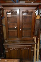 Vintage oak bookcase, pair of upper