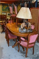 9 piece oval dining suite featuring 8 blush