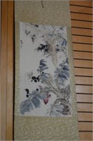 Chinese scroll with images of ducks amongst