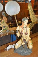 Resin sculptural lamp of a fantasy female