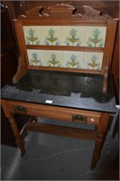 Antique kauri pine washstand, back with 2 rows of