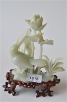 Pale celadon jade carving of a kingfisher