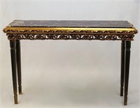 A HALL/CONSOLE TABLE WITH MARBLE TOP