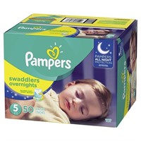 Pampers Swaddlers Overnight Diapers, Size 5, 50