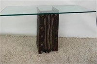 PAUL EVANS STYLE TORCHED-IRON CONSOLE TABLE