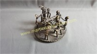 Antique Bronze African Figurine - Meeting At Table