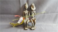 Antique Bronze African Figurine - Man & Woman