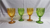 Amber & Green Glass Goblets