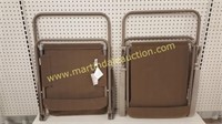 2) Brown Mesh Folding Chairs