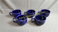 5) Large Homer Laughlin Cobalt Blue Mugs