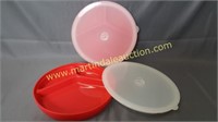 2) New Portable Divided Dishes w Lids- Lunch Plate