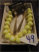 Vintage Beads & Clip On Dangle Earrings