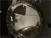Gold Oval Mirrored Dresser Tray