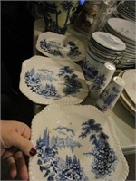 Lot of Blue & White Plates, Lg Vase, S & P Set