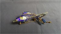 Vintage Articulated Enameled Large Fish Brooch