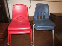 4 Children's Stack Chairs - 2 Red, 2 Blue