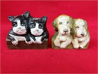Painted Cast Iron Dog & Cat Doorstops