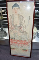 Block printed hand coloured oriental artwork