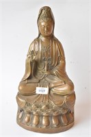 Bronze figure of Guanyin with one hand raised