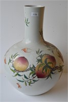 Large globular vase decorated with peaches
