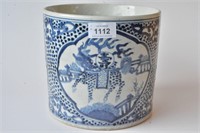 Blue and white porcelain brush pot