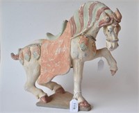 Chinese Polychrome Pottery Figure of a Horse,