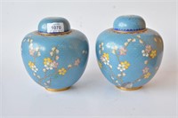 Pair of turquoise ground cloisonne