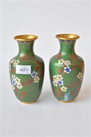 Pair of cloisonne baluster shaped vases,