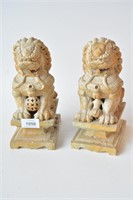 Pair of carved stone Fo lions,