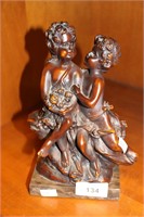Small bronze of 2 x cherubs, signed to rear,