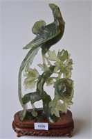 Carved green jade sculpture,