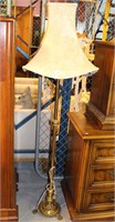 Brass plated floor lamp with cream