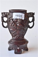 Brown stone double handled vase