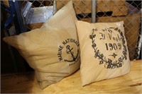 2 x French linen throw cushions