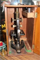 Antique English made microscope complete