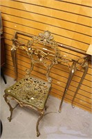 Brass plated boudoir chair complete with demi-lune