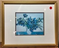 Blue Irises Still Life Print in Frame