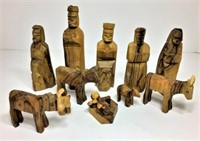 Primitive Carved Wood Nativity Figurines